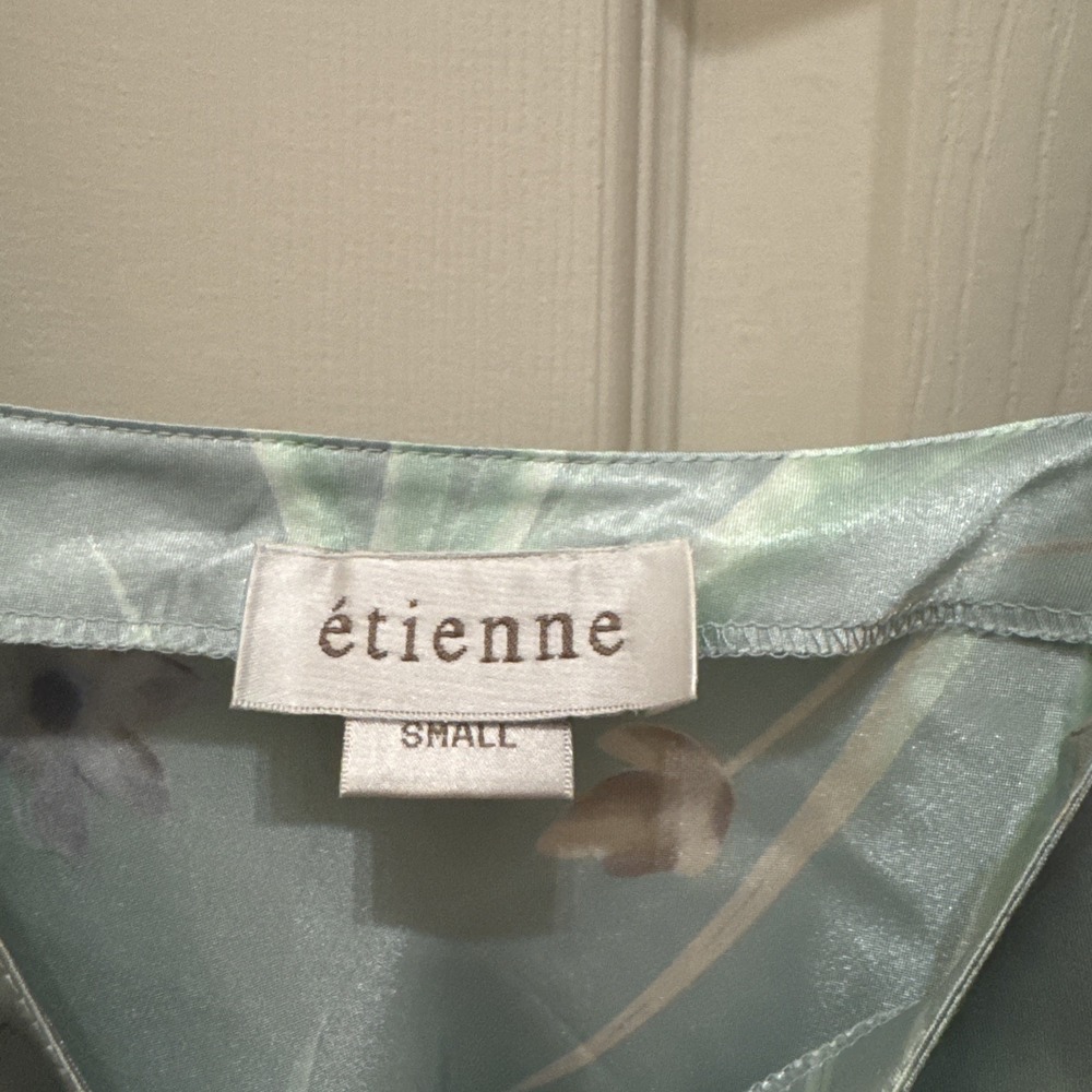 Vintage Etienne Slip Dress SZ Small light blue floral - Picture 4 of 6